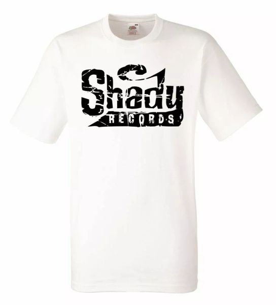 

shady records logo white mens t-shirt men rock band tee shirt, White;black