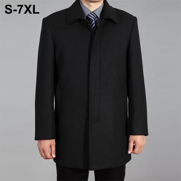 Giacca invernale da uomo Cappotto di lana autunnale Giacca di lana di alta qualità Cappotto di pisello maschile Cappotto lungo da uomo invernale Plus Size 7XL 211119