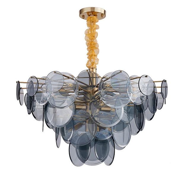 

chandeliers e14 postmodern smoke grey round glass pendant wind chime hanging chandelier light fixture lustre suspension lampen for foyer