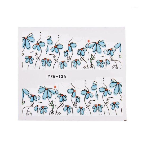 

sheet blooming flower nail art water decals transfer sticker tools1, Black
