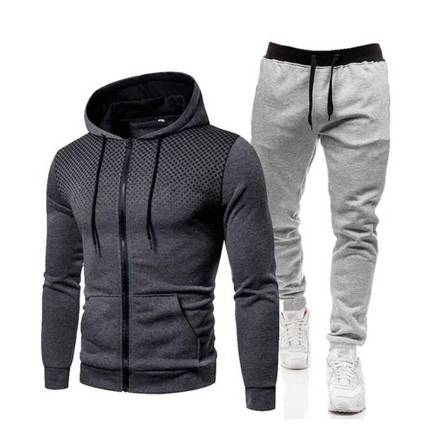 

men's tracksuits 2021 autumn and winter sets hoodies+pants harajuku sport suits casual sweatshirts tracksuit brand sportswear, Gray