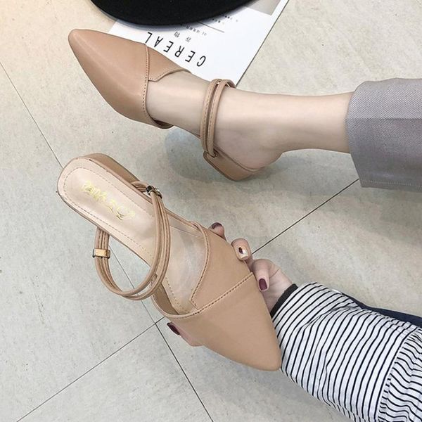 

women's shoes spring fashion outside wear medium-heel tip sandals, Black