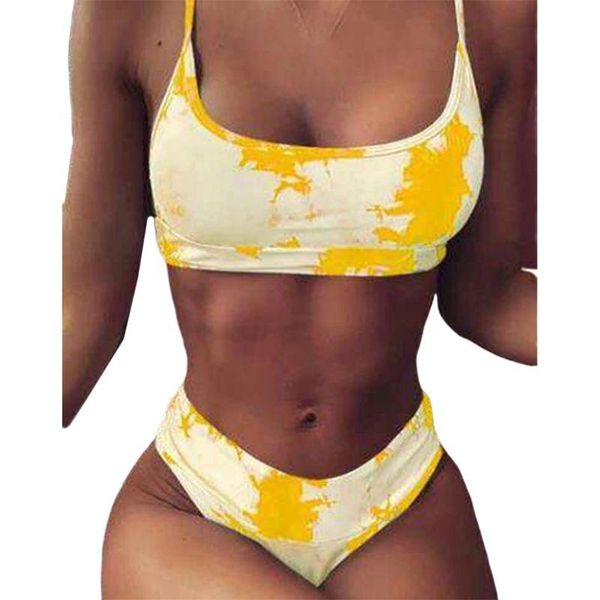 

one-piece suits women bikini tie-dye gradient bandage swimsuit push up high cut beachwear x3ua