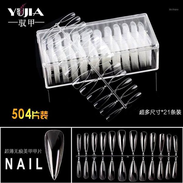 

products false nails salon nail tip natural transparent color pointed-toe fake 504pcs1, Red;gold