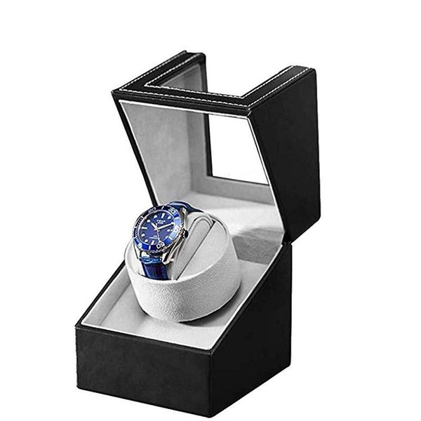 

watch winder for automatic watches motor shaker holder mechanical winding box boxes & cases, Black;blue