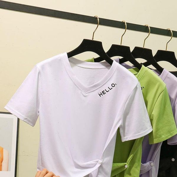 

tee shirt solid color womens t basic women casual o neck harajuku summer korean embroidered, White