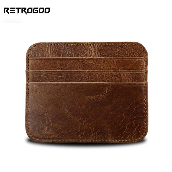 

card holders retrogoo rfid genuine leather holder men wallet male purse ultra slim mini short cow money bag cartera, Brown;gray