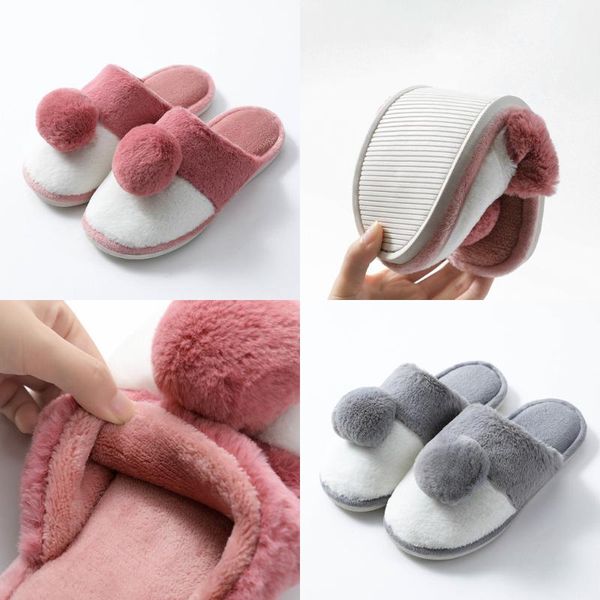 

women home slippers autumn winter warm furry plush shoes indoor bedroom light couple cotton slipper solid soft, Black