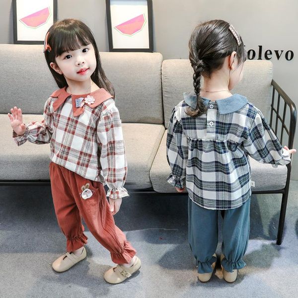 

girls' western style suit 1-4 years old korean two piece set children's spring and autumn 2021 clothing sets, White