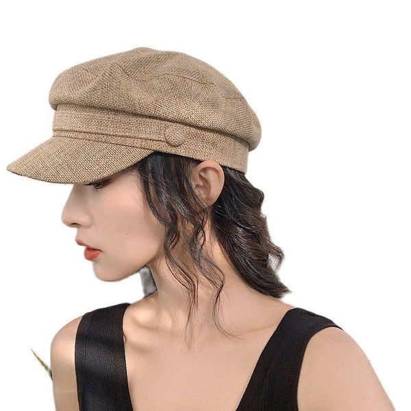 

berets autumn ins cotton sboy hat solid women girl casual peaked visor french artist beret plaid painter pumpkin, Blue;gray