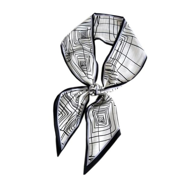 

scarves luxury striped print silk scarf women spring narrow long scarfs ladies double small tying hair band female sj310, Blue;gray