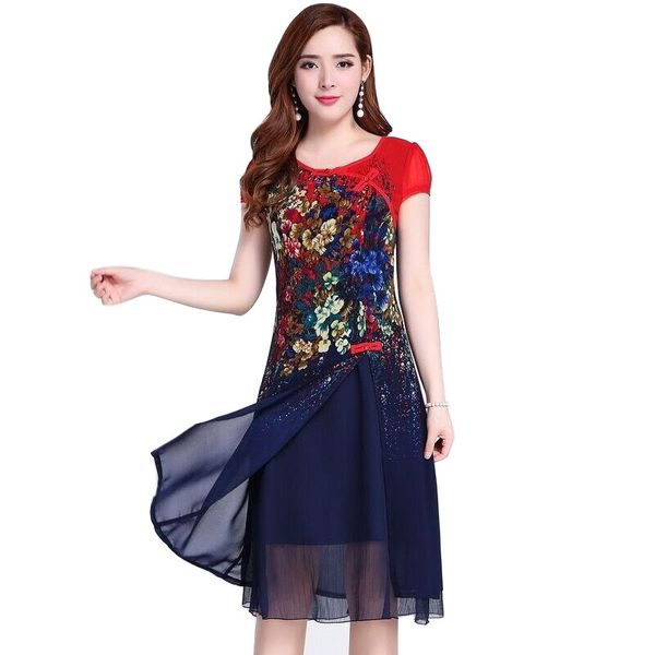 

factory288o chiffon autumn 2019 large dress women's mom's printed, White;black