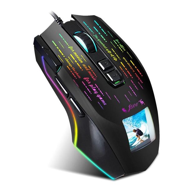

mice hxsj gaming mouse 10000dpi with display screen import pictures rgb light emitting usb wired macro programming