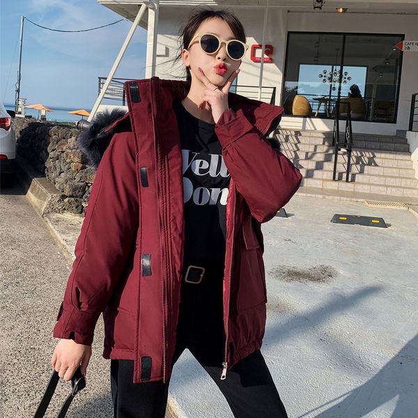 

fashion sweet women winter jacket cotton padded warm thicken big fur collar ladies short coats parka womens jackets, Black