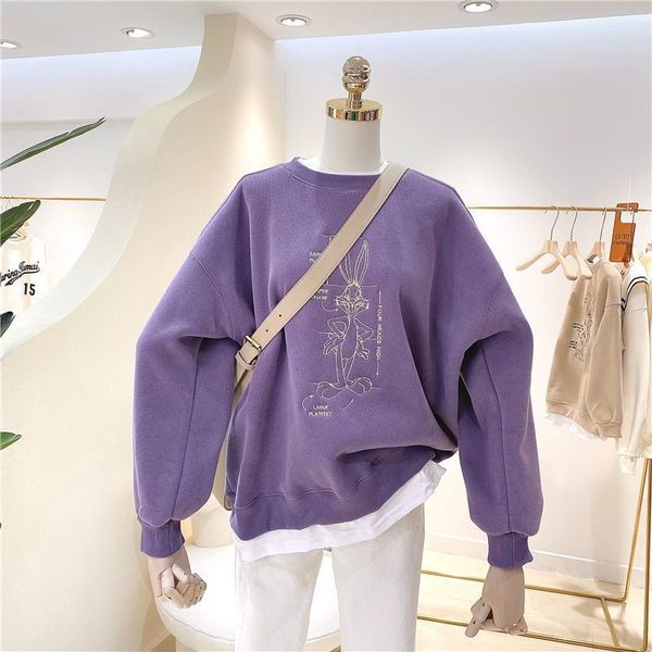 

solid color large size sweater women's wear versatile spring and autumn new minority loose fat 200kg thin coat tide winter, Blue;black