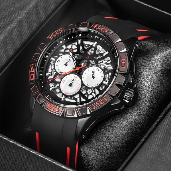 

wristwatches wwoor 2021 mens watches waterproof sport wristwatch chronograph quartz military silicone gift relogio masculin, Slivery;brown