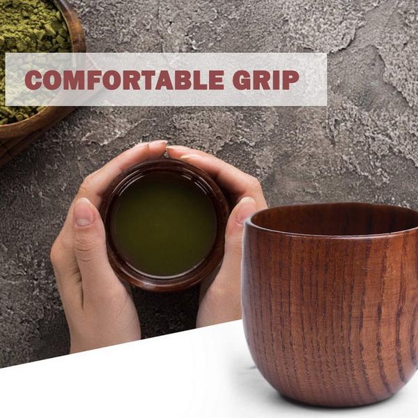 

cups & saucers japanese style tea cup natural wood mug reusable for coffee milk wine heat insulated water