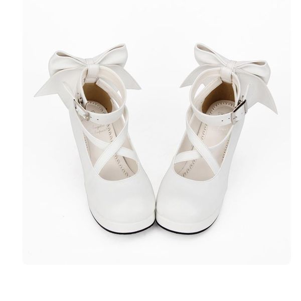 

angelic imprint sweet lolita style women shoes fashion round toe bowknot high heel size 35-39 8280 dress, Black