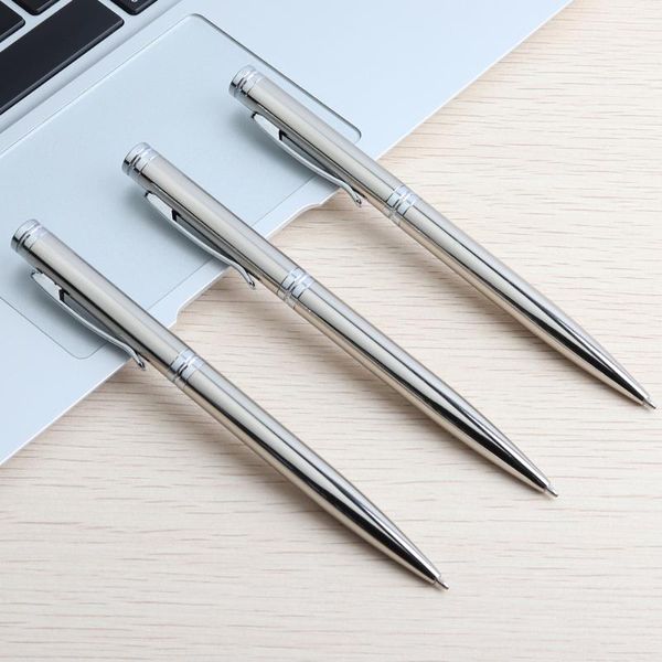 

1pcs metal ballpoint pen stainless steel stationery writing gift pens and office school supplies, Blue;orange