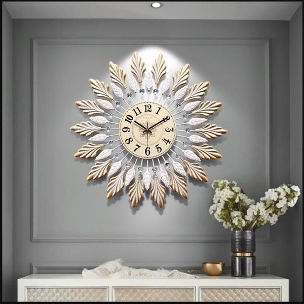 

american creative wall clock living room bedroom silent wrought iron fashion decoration light luxury art clocks