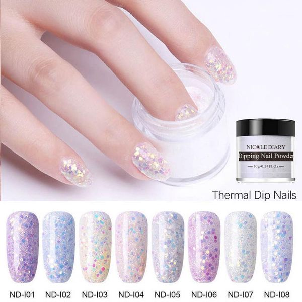 

nail art glitter sparkling dipping powder without lamp cure natural dry dip decoration 9 color1, Silver;gold