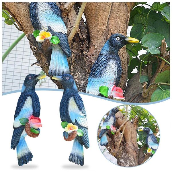 

magpie bird home decoration wall hanging artificial resin figurines tree ornament creative garden decorative item objects &