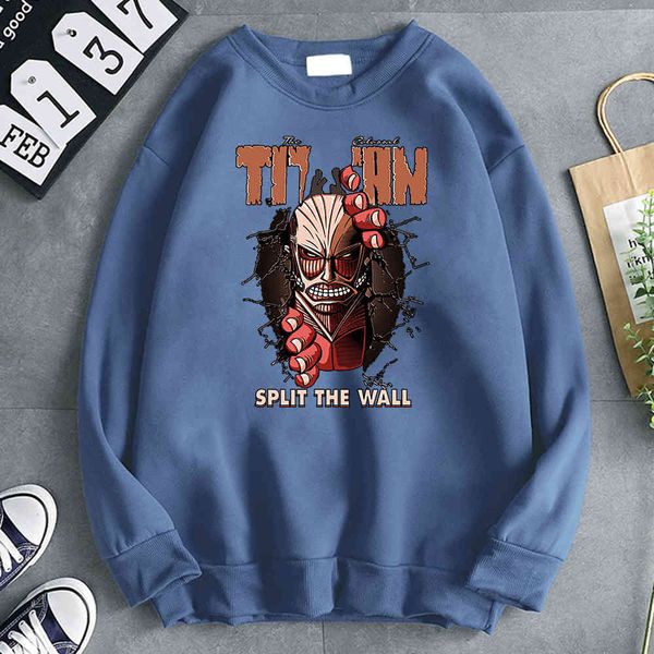 

men's titan attack animated printed sweatshirt, loose long sve casual sweater with pockets, kpop harajuku style sportswear, Black