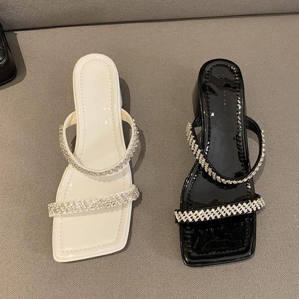 

dress shoes 2021 women high heel sandals summer female pumps fashion slippers square heels slides for ladies toe, Black