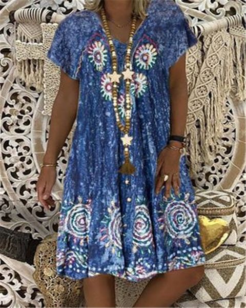 

fashion dress 2021 summer trend street digital multi color print loose v-neck, White;black