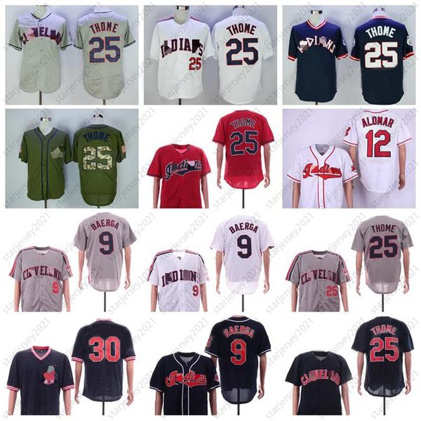 

1995 1976 1978 vintage baseball retror 12 roberto alomar jerseys 9 carlos baerga 25 jim thome 30 joe carter navy blue red white, Blue;black