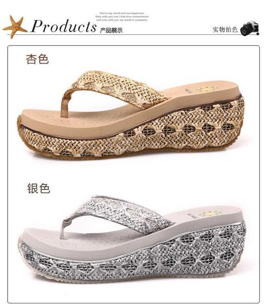 

slippers summer sandals women's leisure antiskid slope heel fashion, Black