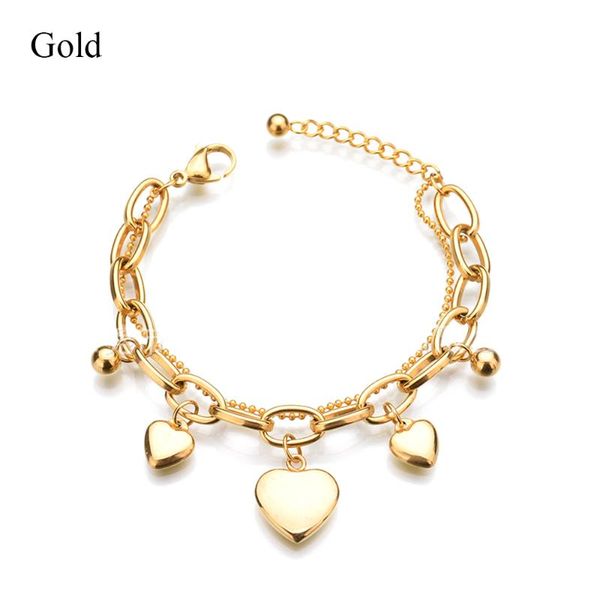 

ybjewelry european bracelet charms stainless steel love multi layer id 41110 charm bracelets, Golden;silver