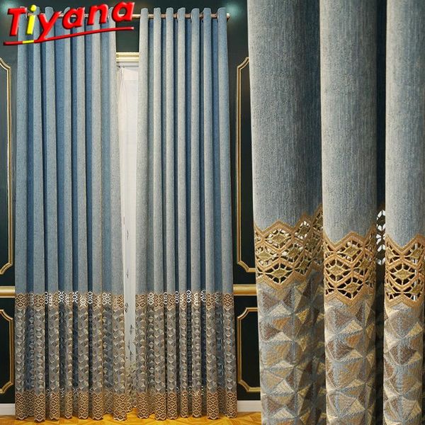 

luxury geometric hollow out embroidery curtains for living room stitching bird's nest pattern tulle window drapes bedroom#vt curtain &