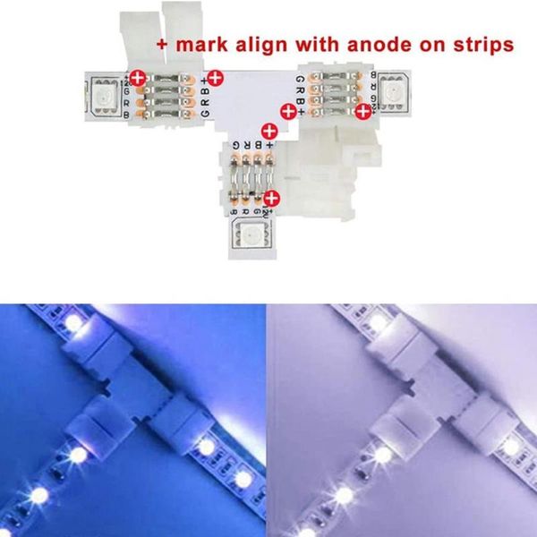 

strings 95pcs 4-pin led strip connector kit with t-shaped l-shaped jumpers light wire connection terminal splice