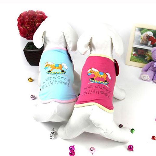 

dog apparel bobo pet vest merry-go-round t-shirt printed cartoon puppy clothes two-legged cat leisure wonderful childhood summer