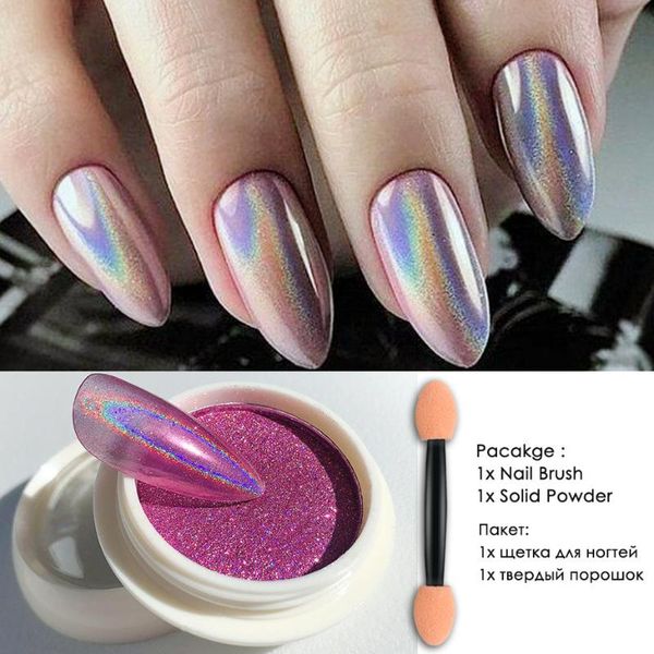 

nail glitter 1 solid magic mirror powder ins aurora aperture laser with brush nails decoration, Silver;gold
