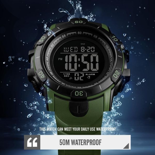 

SKMEI Outdoor Sports Digital Watch Men Waterproof Alarm Clock Wristwatch WeekDisplay Watches Luminous erkek kol saati 2022, Black