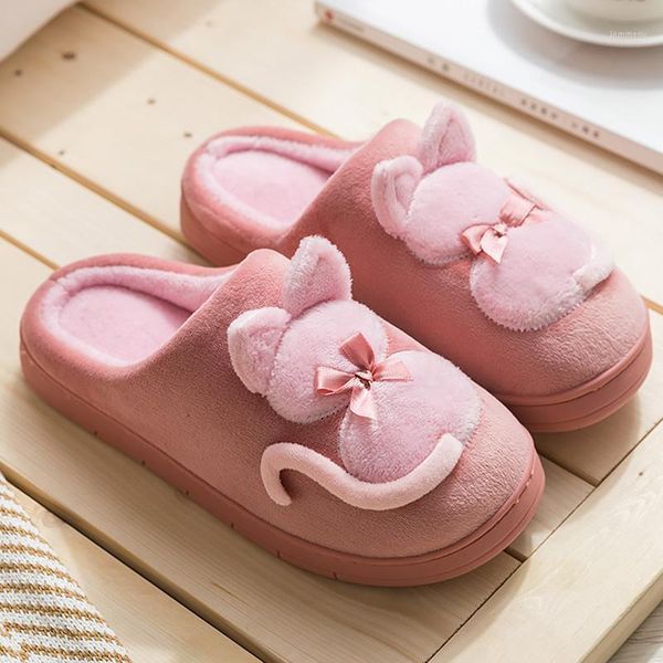 

indoor furry slides female cat cool anti-slip winter short plush slippers womens fuzzy shoes1, Black