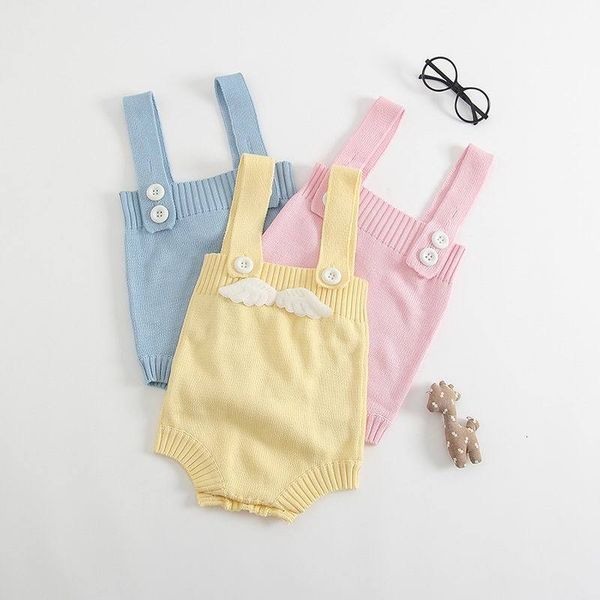 

rompers wholesale baby bodysuits infant clothing cute angel wings girls jumpsuits soft knitted cotton born clothes eg007 54y7, Blue