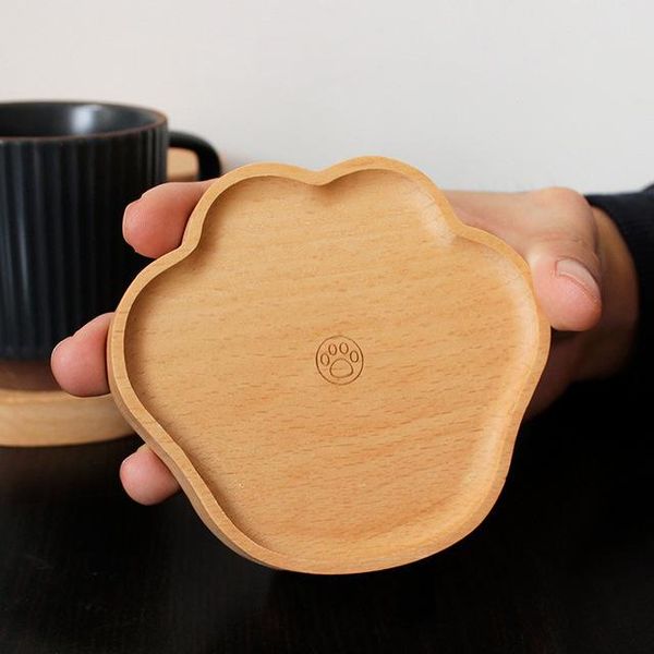 

mats & pads beech cute bear wooden coffee cup small saucer coasters for kitchen decoration accessories