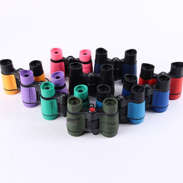 

2021 4 x 30 rubber children binoculars mini magnification telescope for kids outdoor games boys toys gift, White