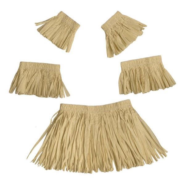 

party decoration 5pcs hula grass dance skirt hawaiian costume dress tassel (yellow)