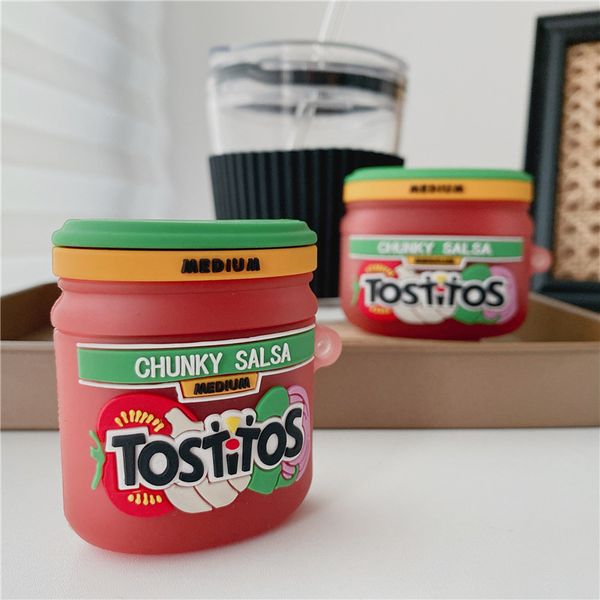 

new 3d tostitos mild red salsa earphone silicone cases for apple airpods 1 2 wireless bluetooth headset cover box for airpod pro 3