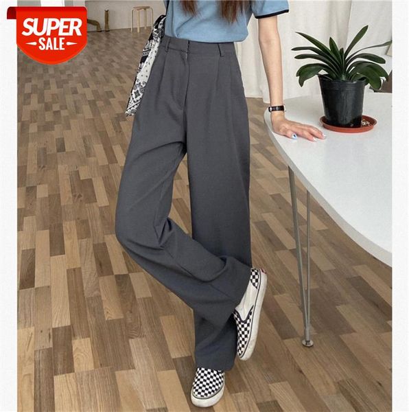

three standard ins temperament, loose high waist, thin drape, western trousers women #dw7z, Black;gray