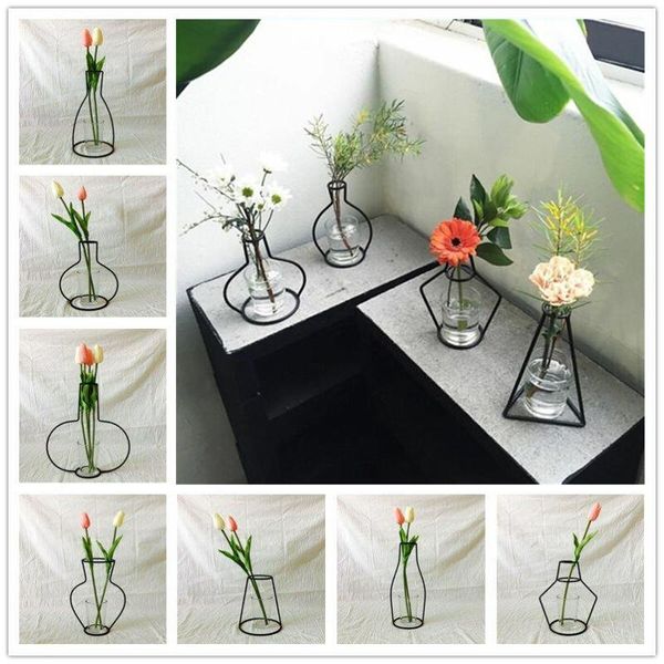

black lines minimalist vase dried flower iron wire abstract art racks durable frame decor modern creative home office ornament vases