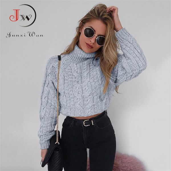 

fashion knitted sweater women autumn winter long sleeve turtleneck short pullovers knitwear jumper pull femme 210805, White;black
