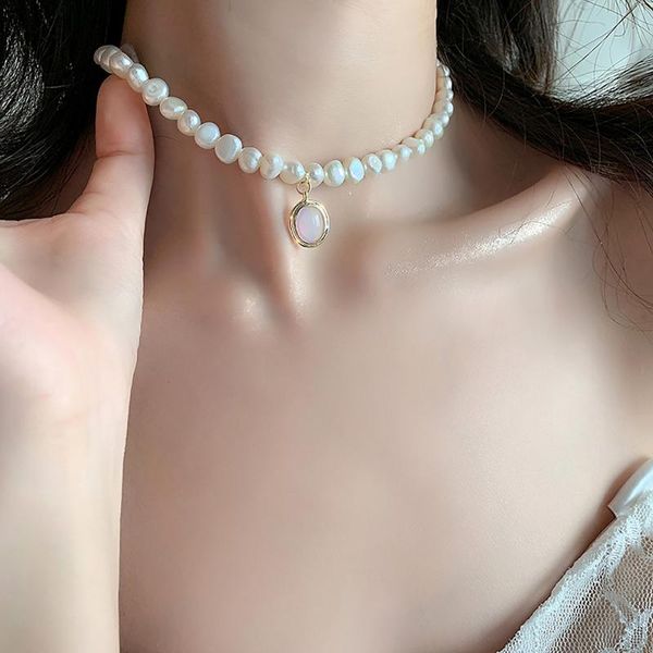 

pendant necklaces elegant baroque three strands collar planet choker pearl necklace for women girls wedding vintage gifts party jewelry, Silver