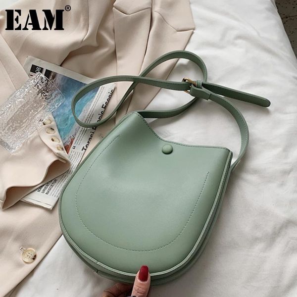 

shoulder bags [eam] women summer brief bucket pu leather flap personality all-match crossbody bag fashion tide 2021 18a2772