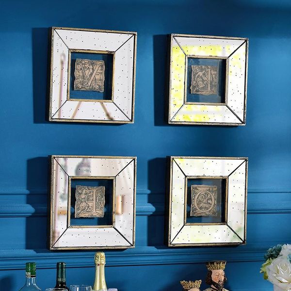 

mirrors retro distressed living room wall hanging decoration mirror painting modern square decor espelho decorativo