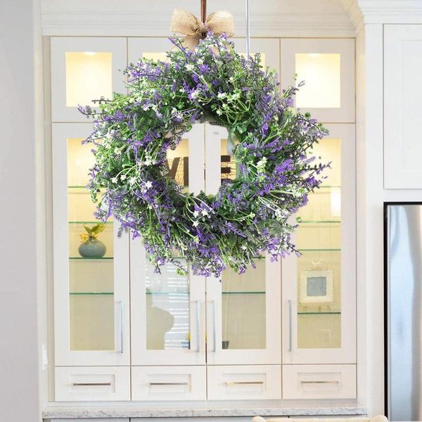 

hanging artificial lavender wreath spring round albizia garland pendant window grass p4m6 props home front decor doo o8v9 decorative flowers